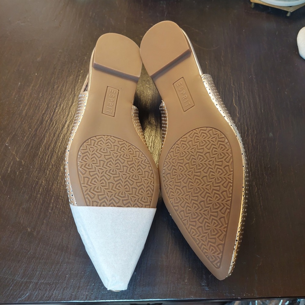 Esprit Gold Perforated Pointed Toe Slingback Flats - Picture 7 of 9